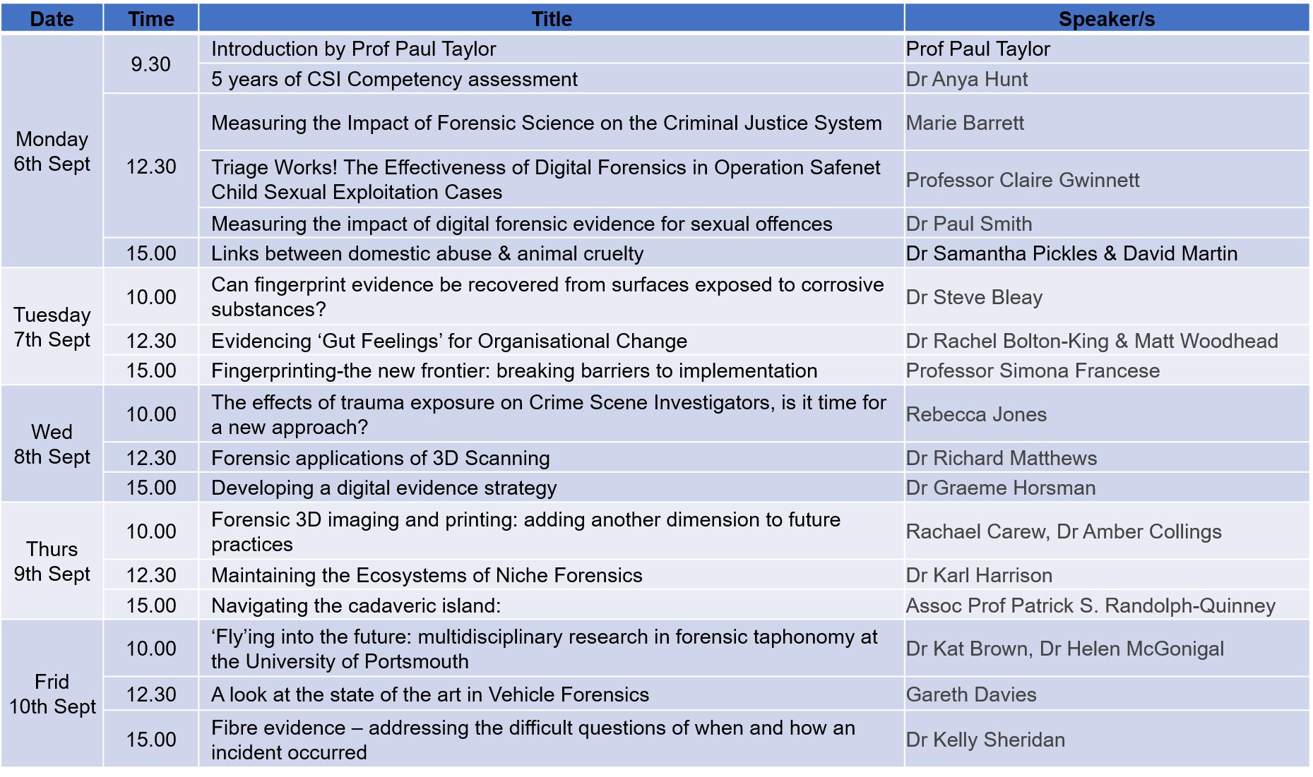 Timetable